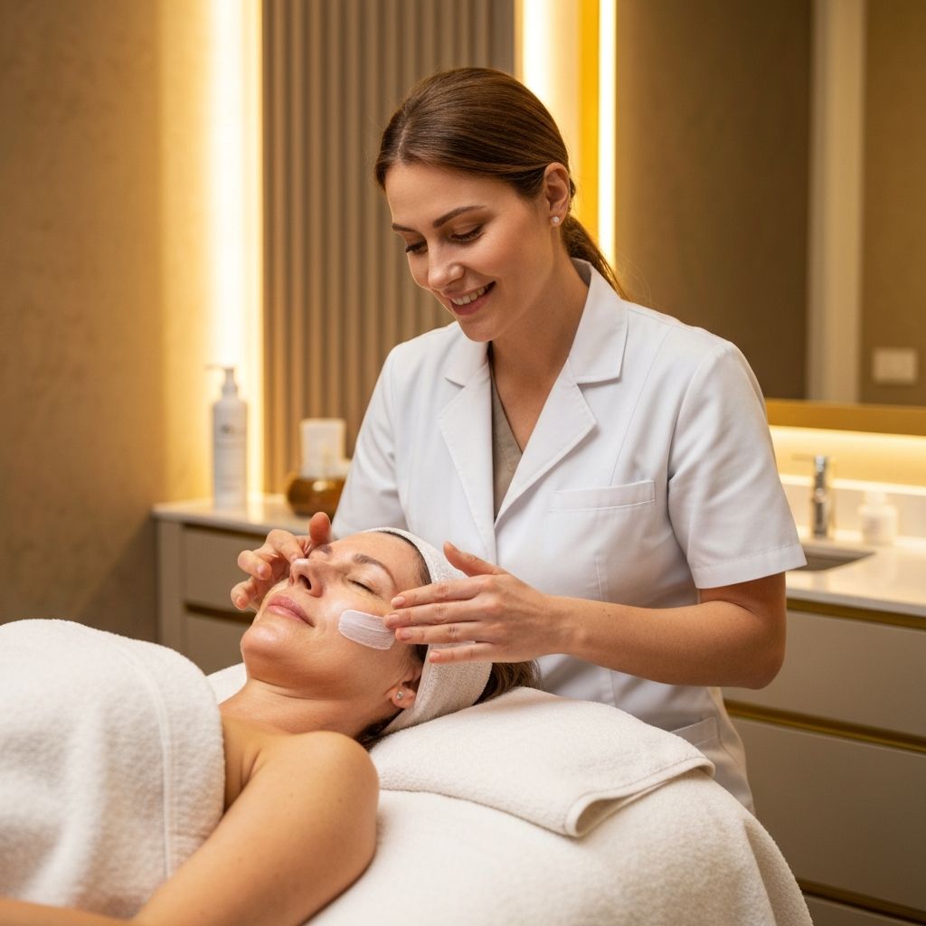 Professional facial treatment session